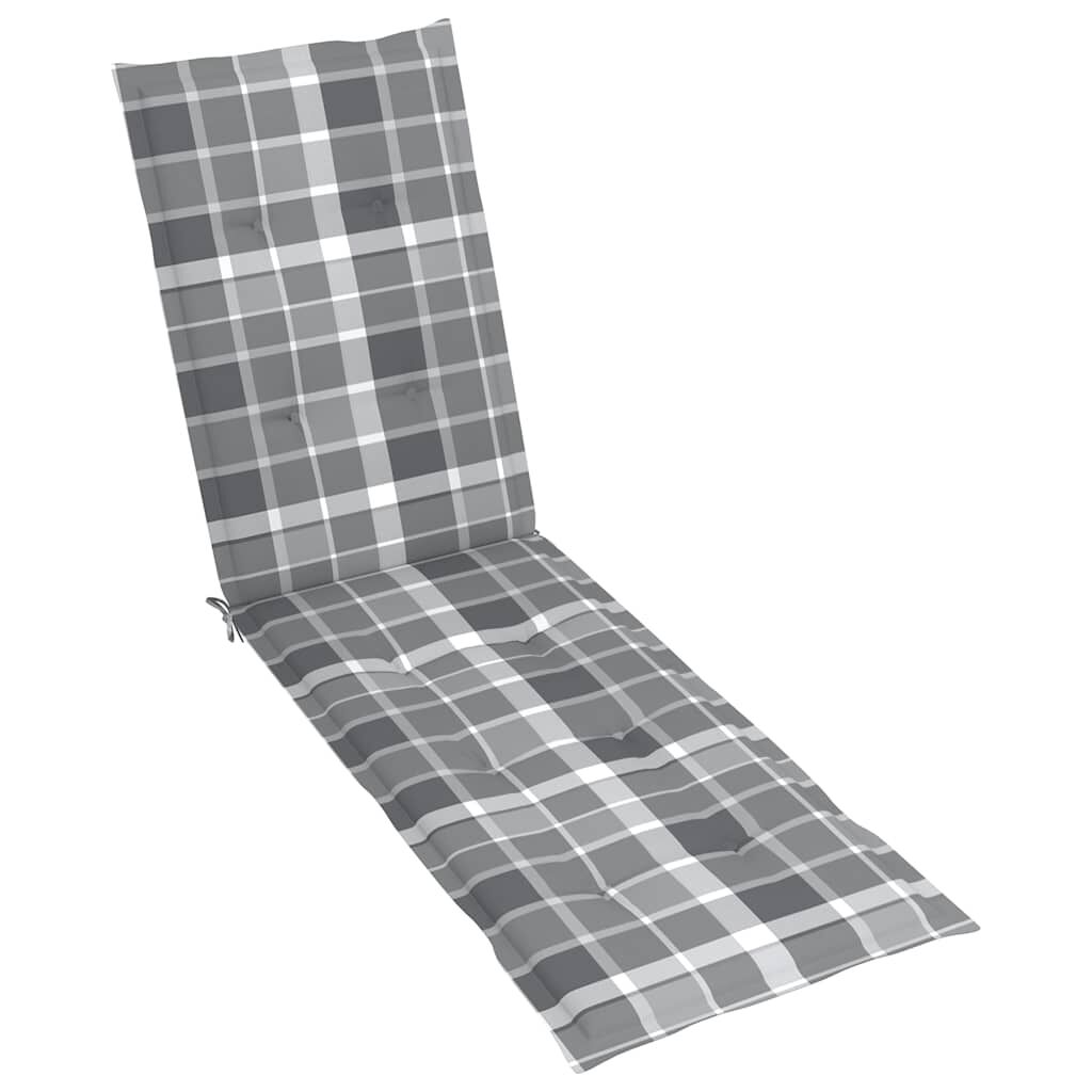 vidaXL Outdoor Deck Chair with Footrest and Cushion Solid Acacia Wood