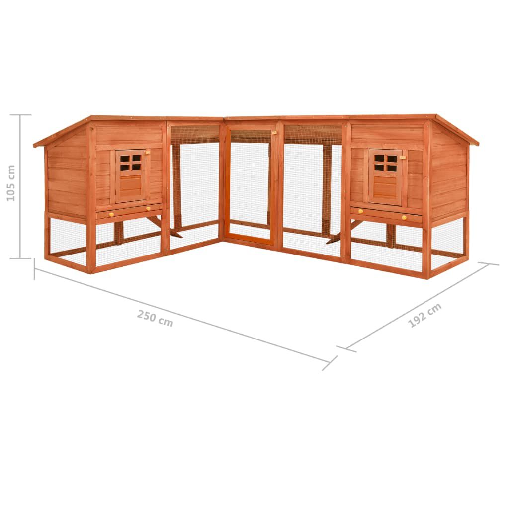 vidaXL Outdoor Rabbit Hutch with Run Brown Solid Fir Wood
