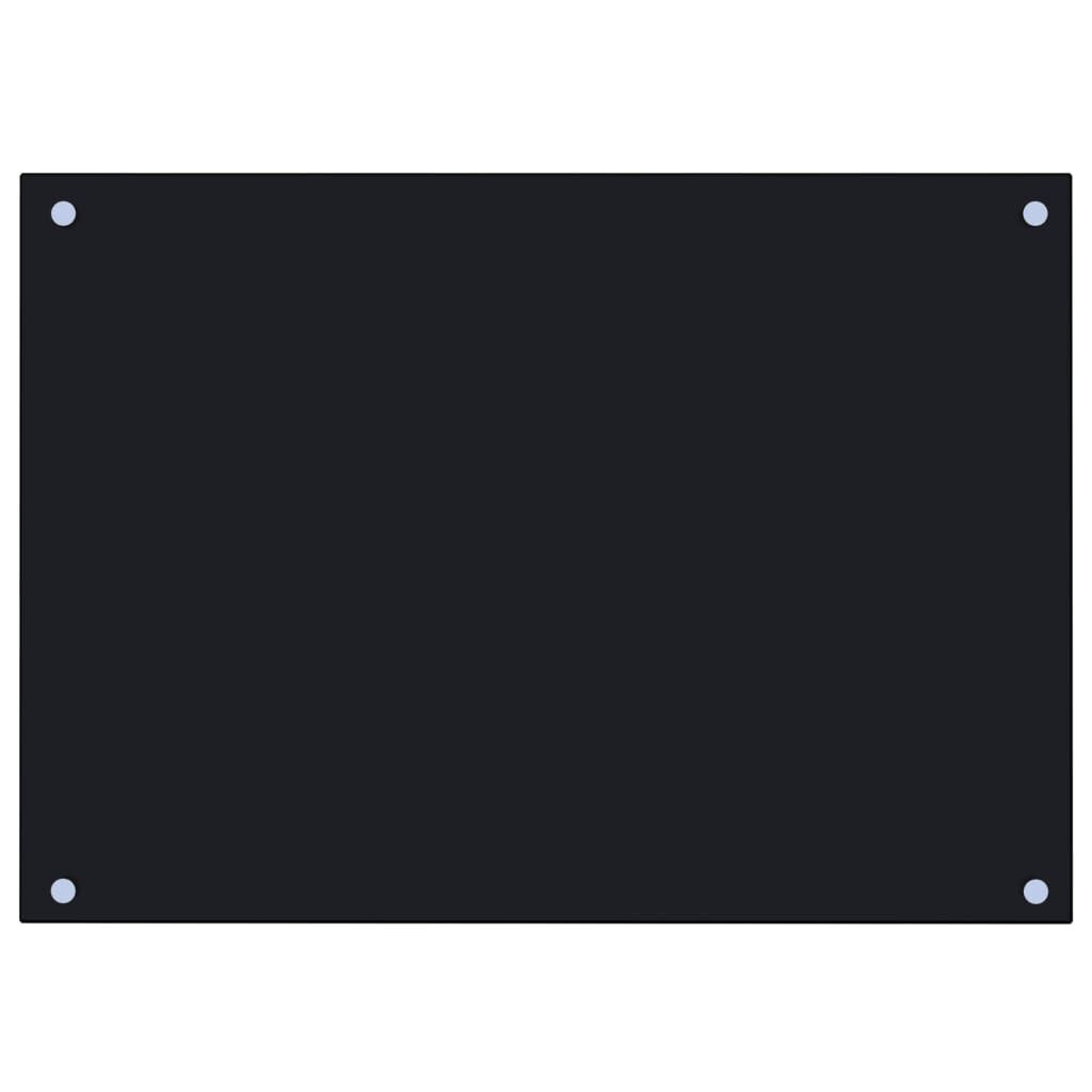 vidaXL Kitchen Backsplash Black 70 x 50 cm Tempered Glass