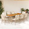 vidaXL 9 Piece Garden Dining Set with Cushions Beige Poly Rattan