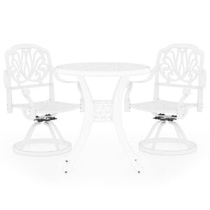 vidaXL 3 Piece Bistro Set Cast Aluminium White