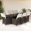 vidaXL 11 Piece Garden Bistro Set with Cushions Brown Poly Rattan