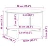 vidaXL Tea Table Black and Transparent 70 cm Tempered Glass