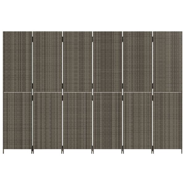 vidaXL Room Divider 6 Panels Grey Poly Rattan