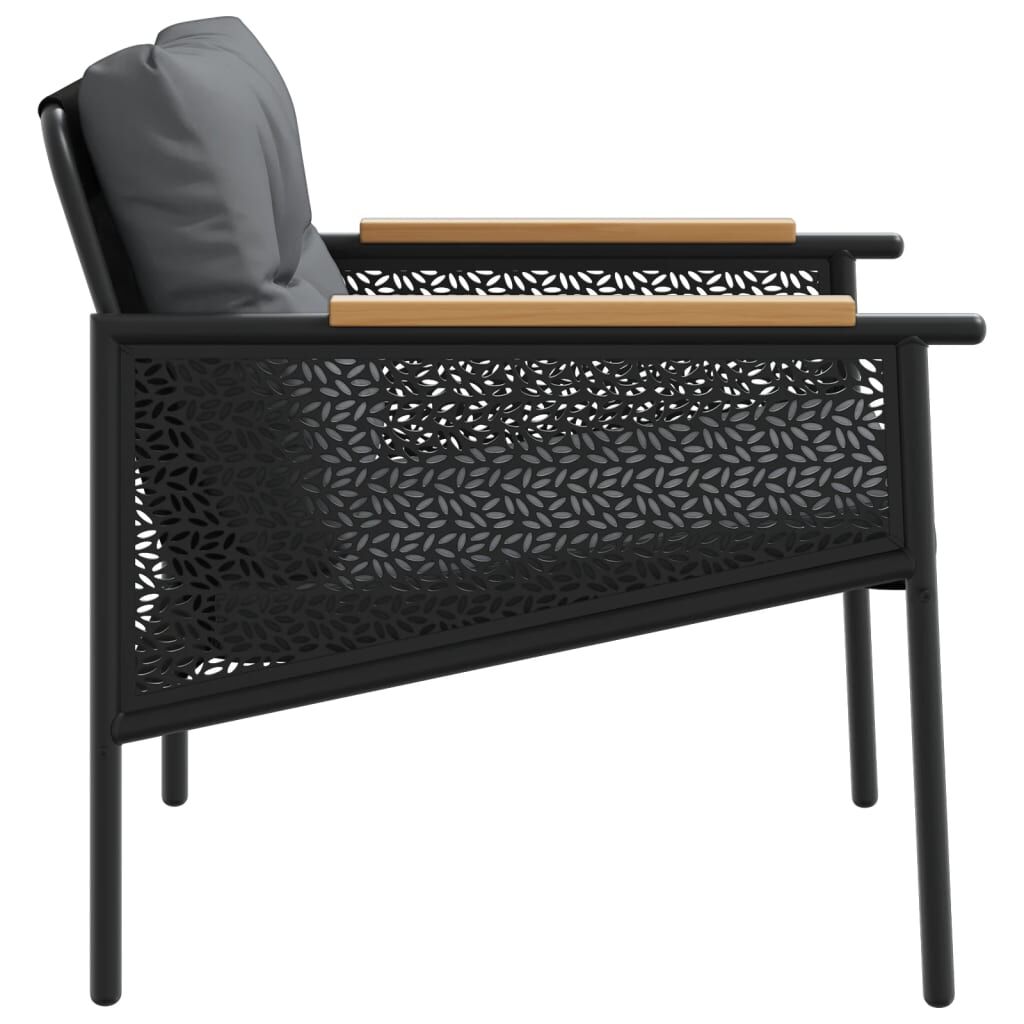 vidaXL Garden Chairs with Cushions 2 pcs Black Steel