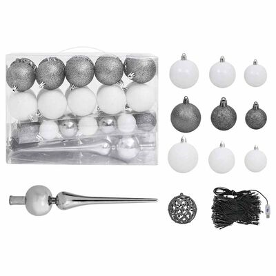 vidaXL Artificial Pre-lit Christmas Tree with Ball Set Green 180 cm PVC