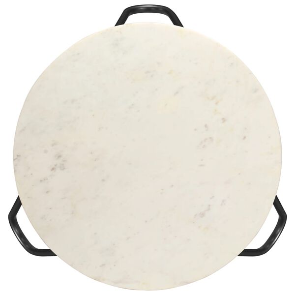 vidaXL Coffee Table White 65x65x42 cm Real Stone with Marble Texture