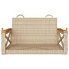 vidaXL Swing Bench Beige 63x62x40 cm Poly Rattan