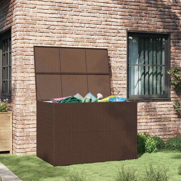 vidaXL Garden Storage Box Brown 150x100x100 cm Poly Rattan