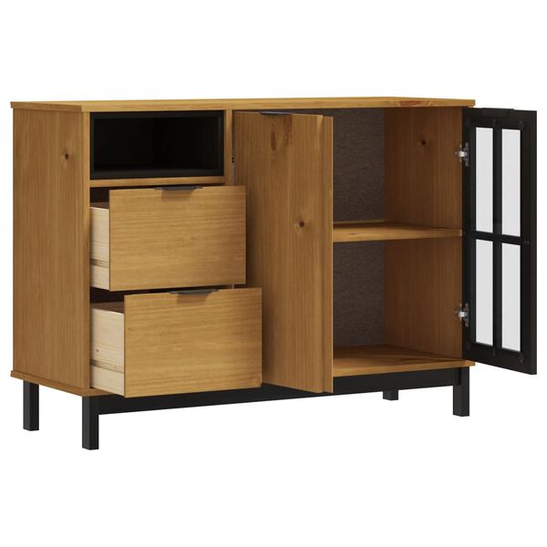 vidaXL Sideboard with Glass Door FLAM 110x40x80 cm Solid Wood Pine