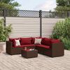 vidaXL 6 Piece Garden Lounge Set with Cushions Brown Poly Rattan