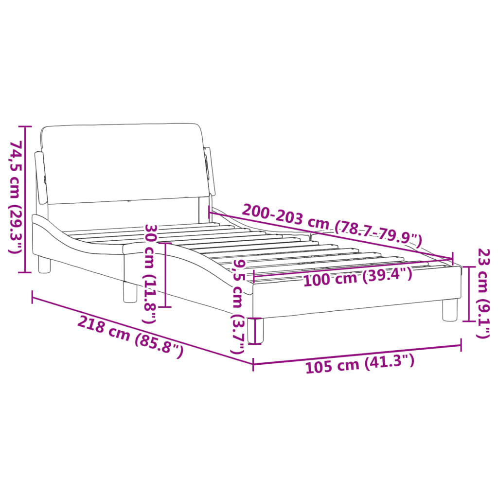 vidaXL Bed Frame without Mattress White 100x203 cm Faux Leather