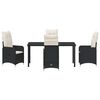 vidaXL Garden Dining Set with Cushion 5 pcs Black Poly Rattan