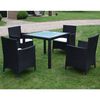 vidaXL 5 Piece Outdoor Dining Set with Cushions Poly Rattan Black