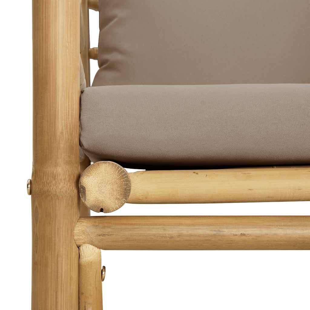vidaXL Garden Sofa with Taupe Cushions Bamboo