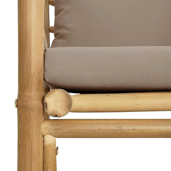 vidaXL Garden Sofa with Taupe Cushions Bamboo