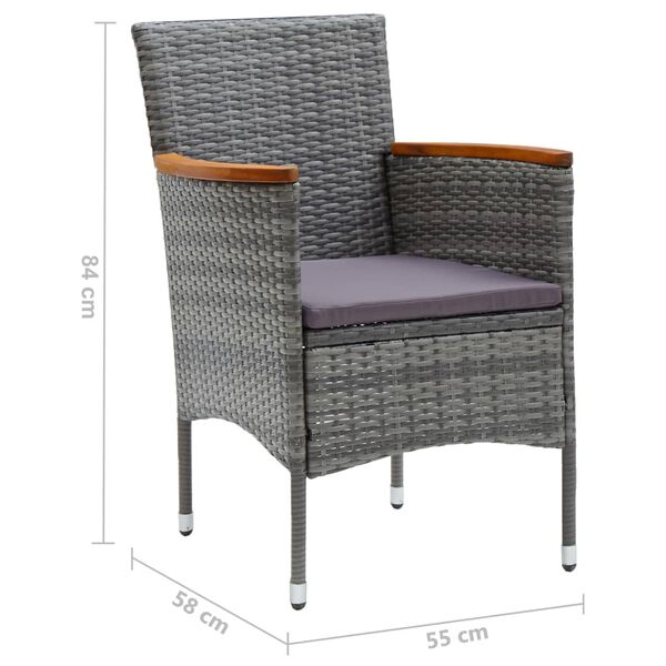 vidaXL Garden Dining Chairs 4 pcs Poly Rattan Grey
