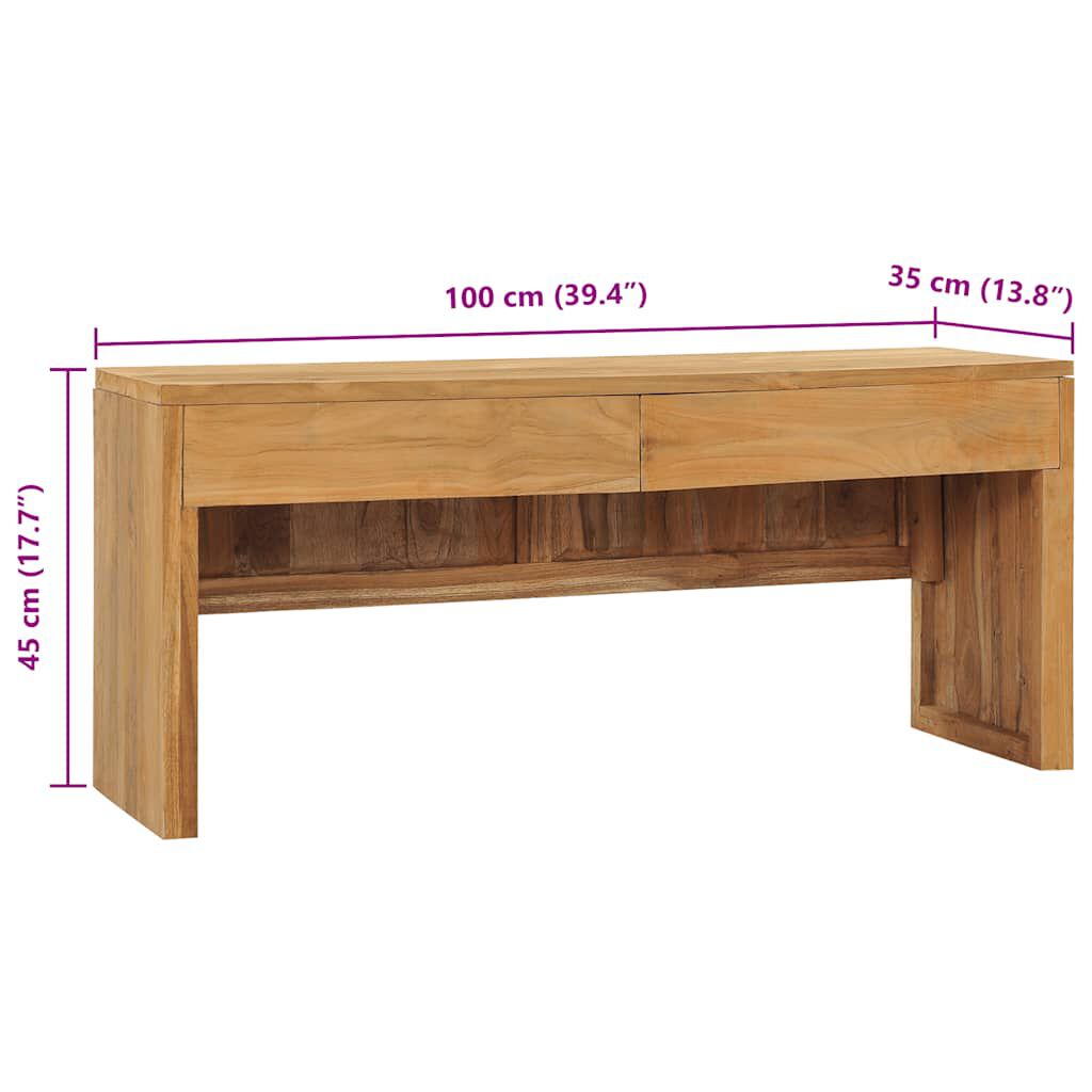 vidaXL TV Cabinet 100x35x45 cm Solid Teak Wood
