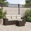 vidaXL 4 Piece Garden Sofa Set with Cushions Brown Poly Rattan