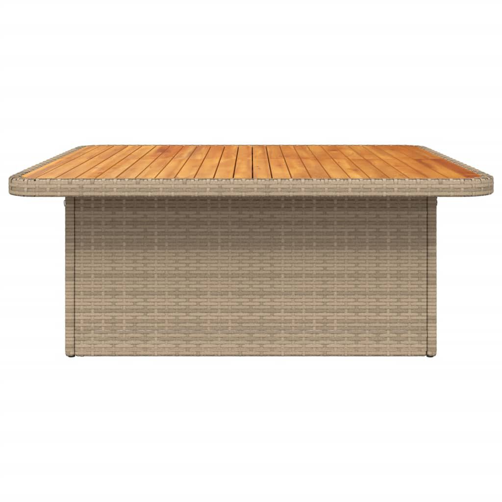 vidaXL Garden Table Beige 110x110x71 cm Poly Rattan and Acacia Wood