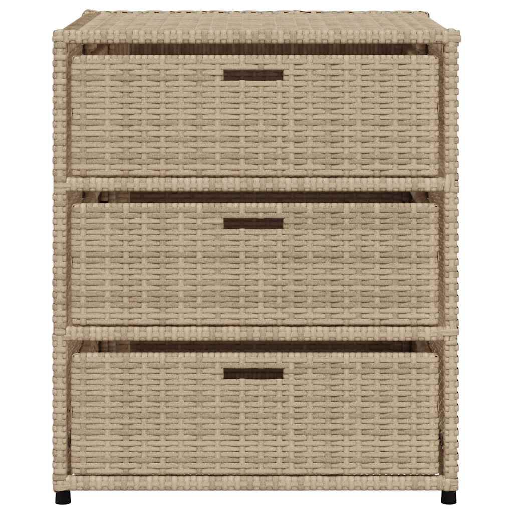 vidaXL Garden Storage Cabinet Beige 55x59x69 cm Poly Rattan