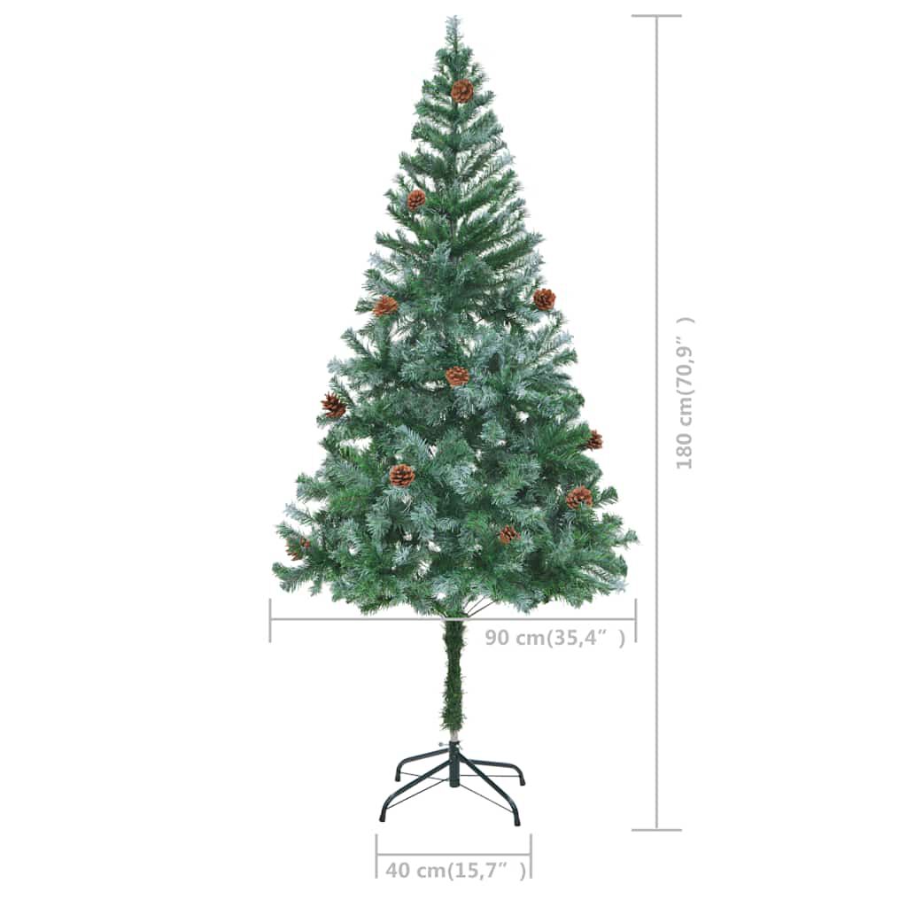 vidaXL Artificial Pre-lit Christmas Tree with Ball Set Pinecones 180 cm