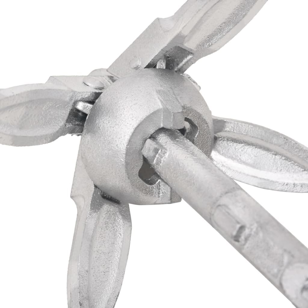 vidaXL Folding Anchor with Rope Silver 0.7 kg Hot Dip Galvanized Cast Iron