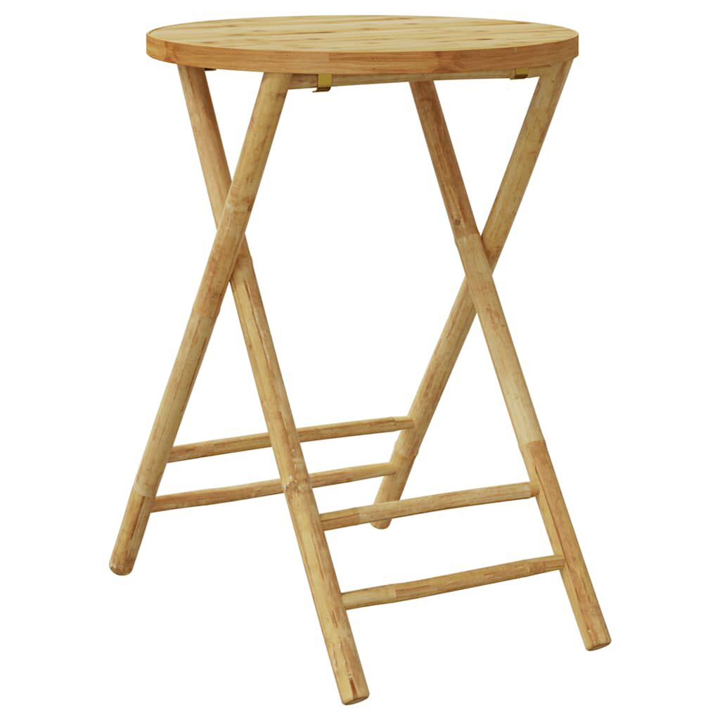 vidaXL 3 Piece Folding Bistro Set with Cream White Cushions Bamboo