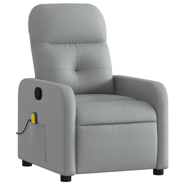 vidaXL Massage Recliner Chair Light Grey Fabric