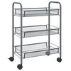 vidaXL 3-Tier Kitchen Trolley Grey 46x26x64 cm Iron