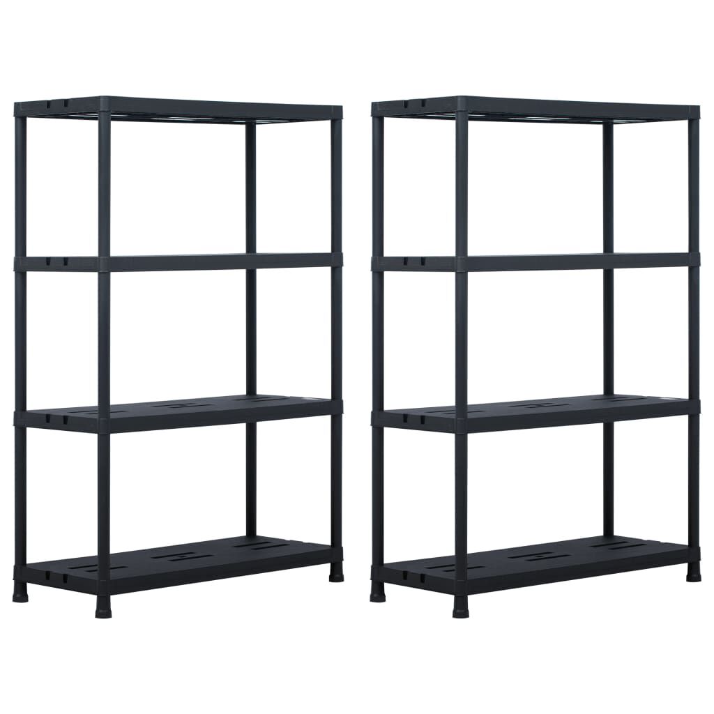 vidaXL Storage Shelf Racks 2 pcs Black 220 kg 90x40x138 cm Plastic