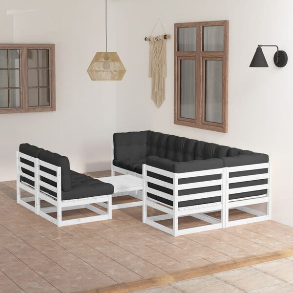 vidaXL 8 Piece Garden Lounge Set with Cushions Solid Pinewood