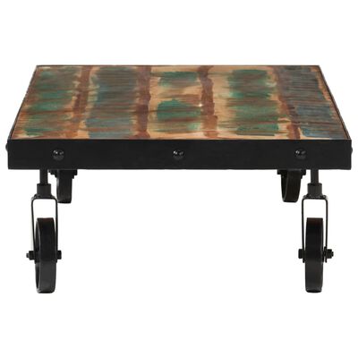 vidaXL Coffee Table with Wheels Solid Reclaimed Wood 100x55x26 cm