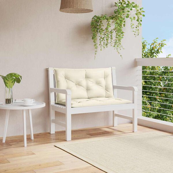 vidaXL Garden Bench Cushion Cream White 100x(50+50)x7cm Oxford Fabric