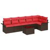 vidaXL Garden Sofa Set with Cushion 7 pcs Brown Poly Rattan