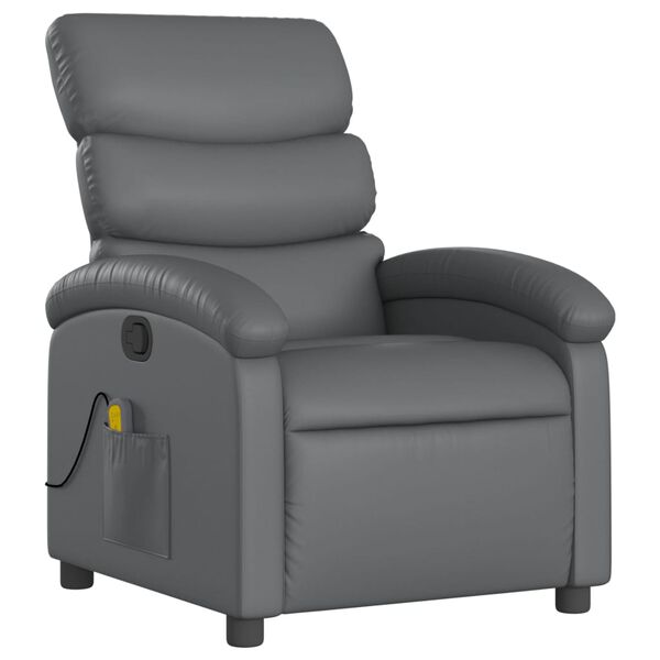 vidaXL Massage Recliner Chair Grey Faux Leather