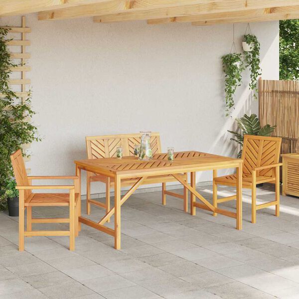 vidaXL Garden Dining Set 4 pcs Brown Solid Acacia Wood