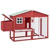vidaXL Chicken Coop with Nest Box Red and White Solid Fir Wood