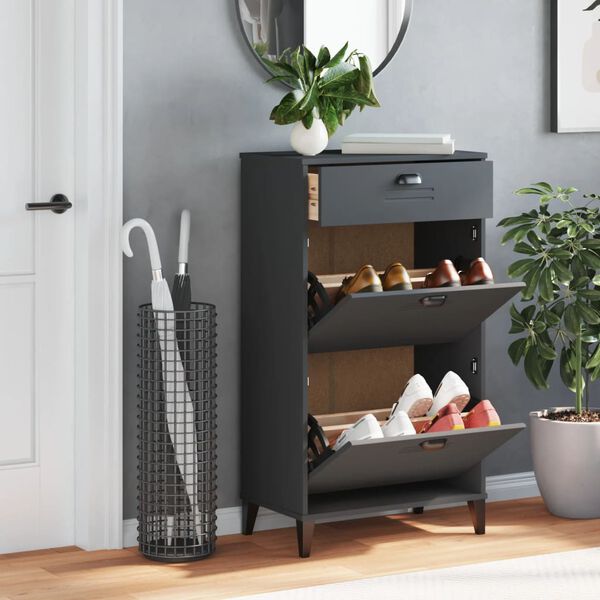 vidaXL Shoe Cabinet VIKEN Anthracite Grey Engineered Wood
