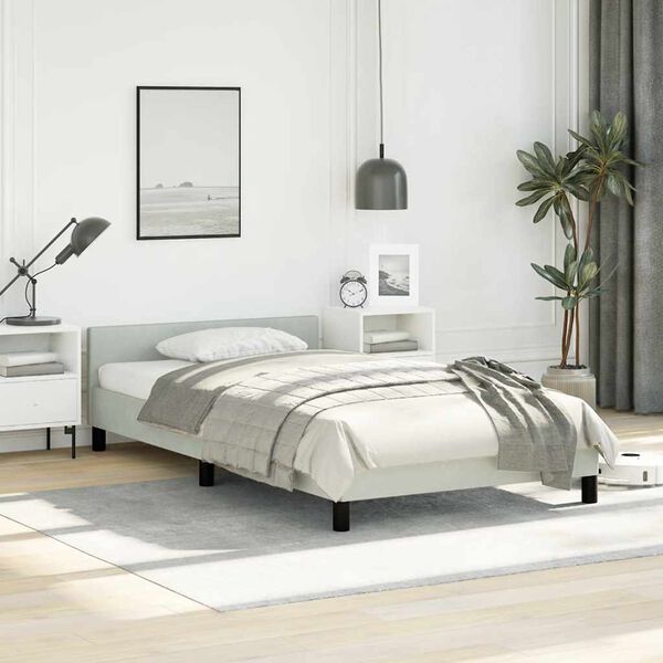 vidaXL Bed Frame without Mattress Light Grey 100x190 cm Velvet