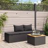 vidaXL Sun Bed with Cushions Poly Rattan Black