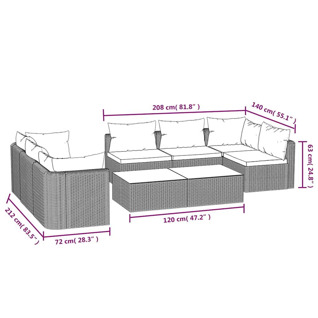 vidaXL 9 Piece Garden Lounge Set with Cushions Poly Rattan Black