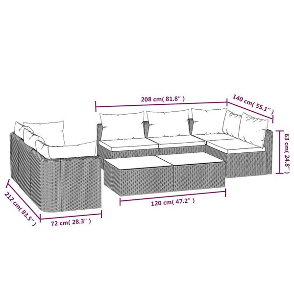 vidaXL 9 Piece Garden Lounge Set with Cushions Poly Rattan Black