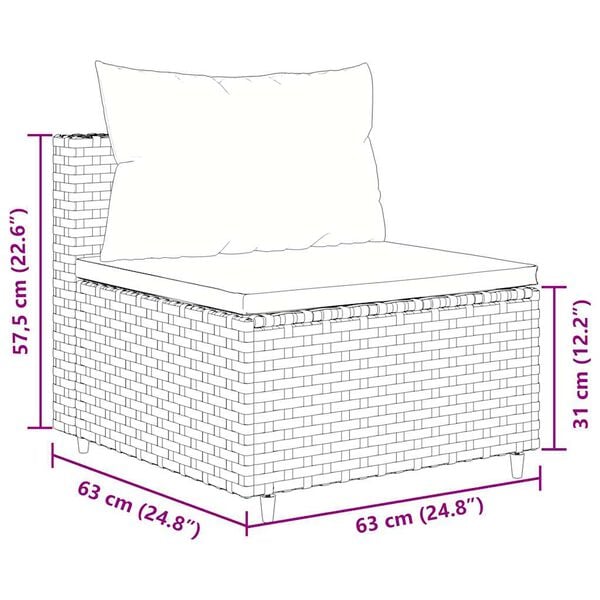 vidaXL 8 Piece Garden Lounge Set with Cushions Brown Poly Rattan