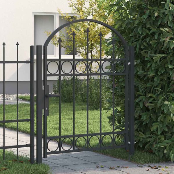 vidaXL Fence Gate Grey 100 x 125 cm Powder-coated steel