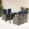 vidaXL 5 Piece Garden Dining Set with Cushions Grey Poly Rattan
