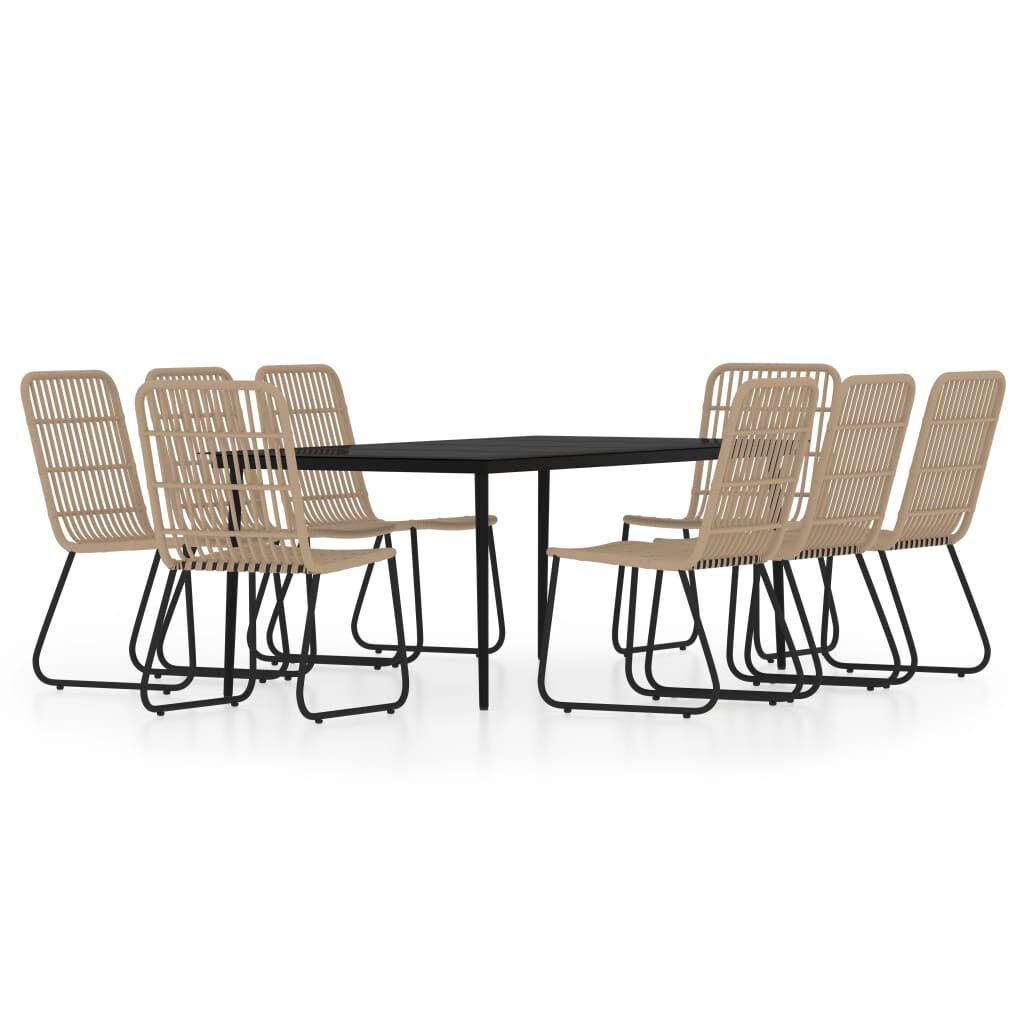 vidaXL 9 Piece Garden Dining Set Oak