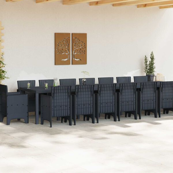 vidaXL Garden Dining Set 17 pcs Anthracite Polt rattan