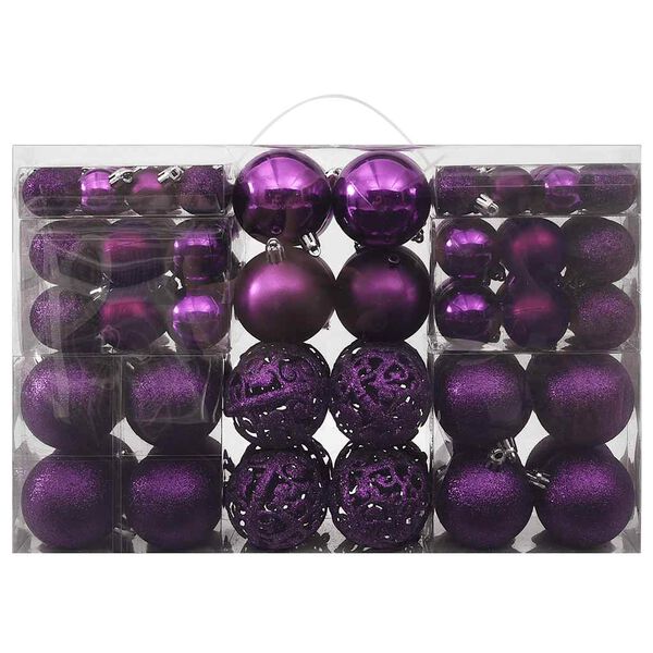 vidaXL 100 Piece Christmas Ball Set Purple