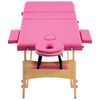 vidaXL Foldable Massage Table 3 Zones Wood Pink